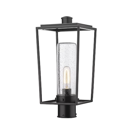 Z-Lite Sheridan 1 Light Outdoor Post Mount Fixture, Black And Seedy 594PHMR-BK